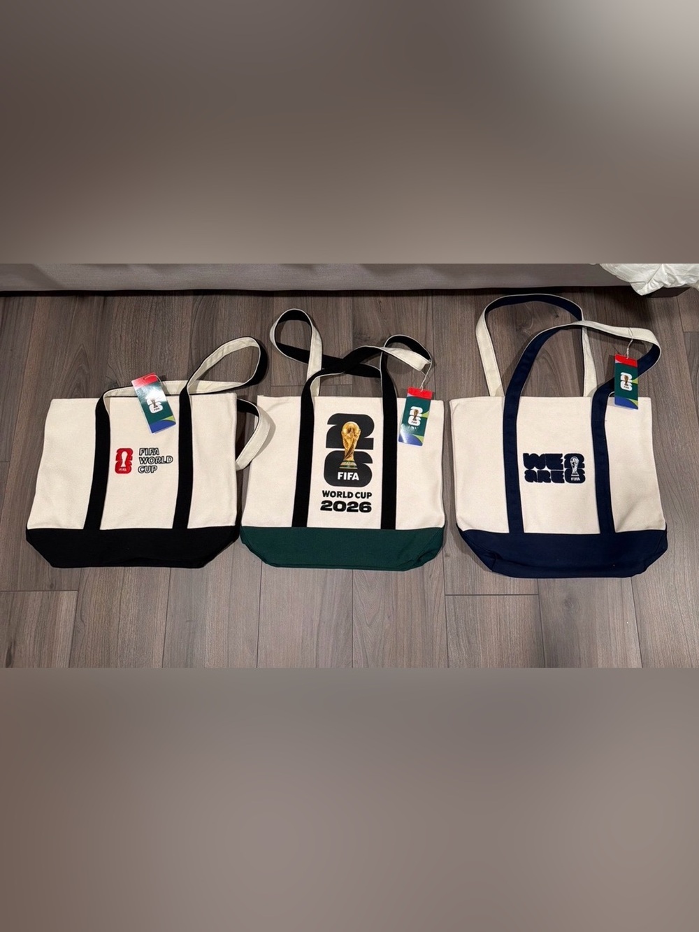 NWT set of 3 FIFA World Cup ‘26 Logo Canvas Medium Totes